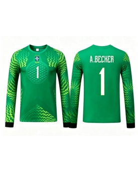 Billige Fotballdrakt Brasil Alisson Becker #1 Keeper Replika Bortedraktsett Barn VM 2026 Langermet (med bukser)